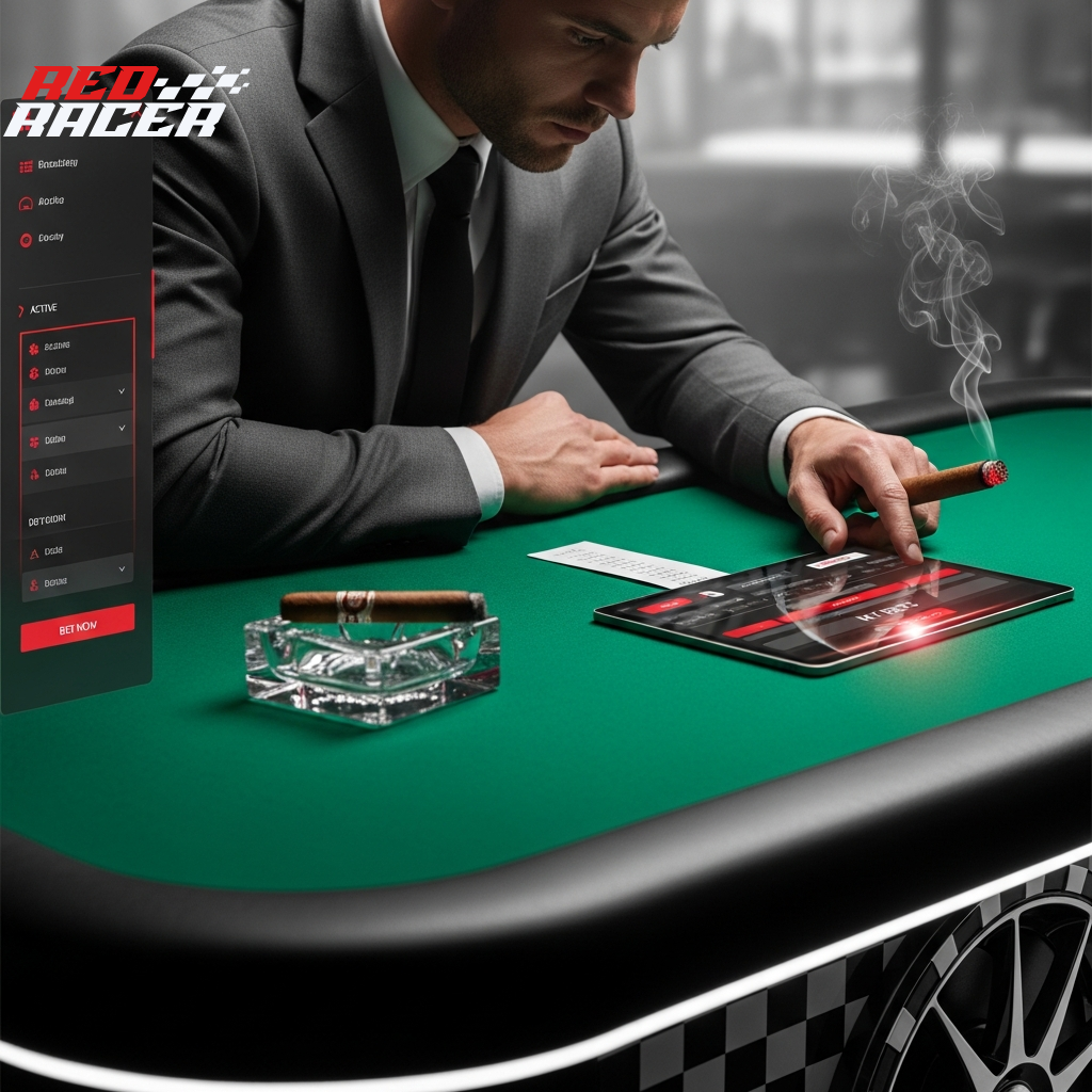 Uomo che usa un'app di scommesse in un ambiente elegante